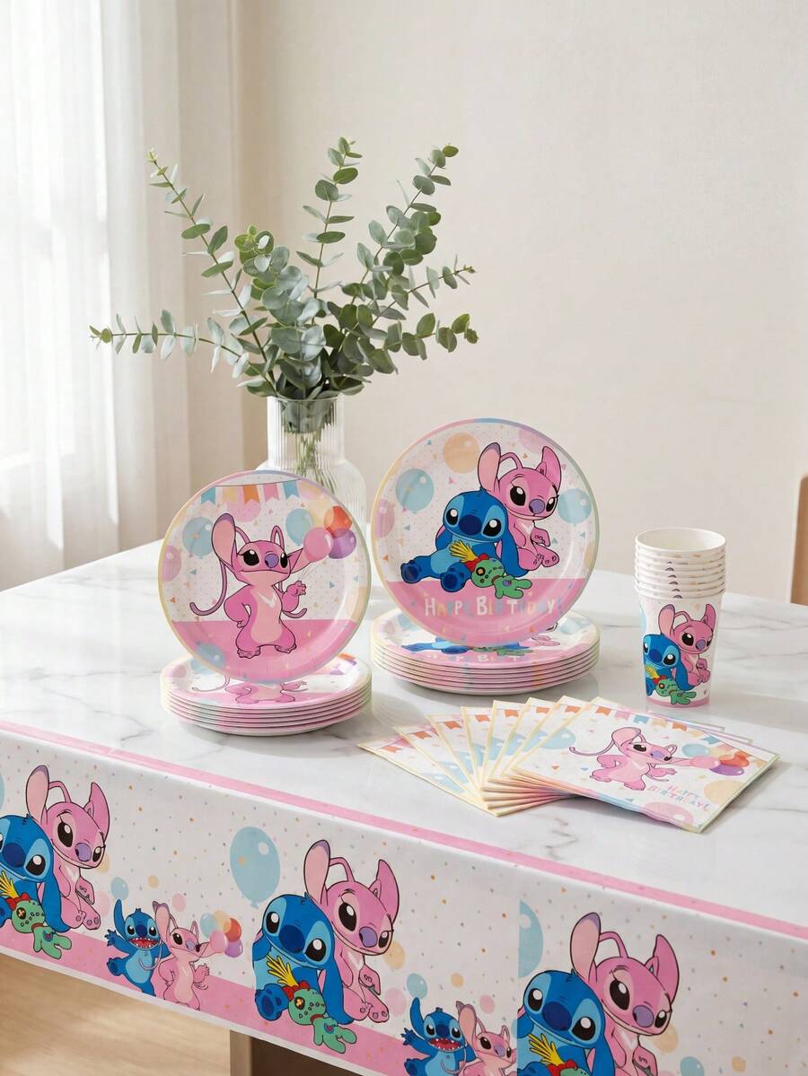 粉色系《星际宝贝》主题派对套装,包含餐盘、杯子、餐巾纸、桌布、派对小礼物、派对装饰品和野餐/露营用品。 - 彩色 - 查看 1