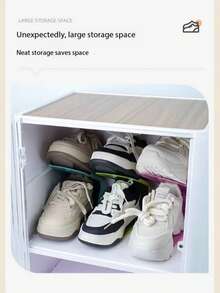 1pc Adjustable Shoe Rack, Double-Tier Integrated Shoe Rack, Plastic Shoe Storage Shelf, Space-Saving Shoe Cabinet Organizer, Home Storage And Organization Tool - Multicolor - View 4