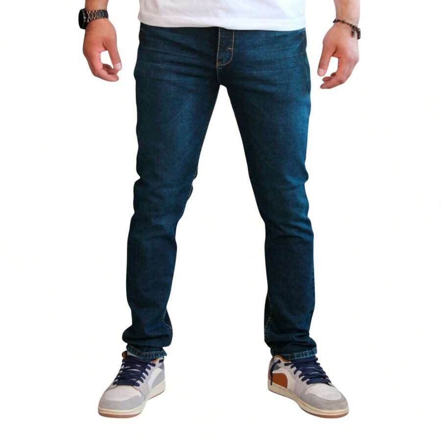 Pantalón Slim Fit de Mezclilla Stretch para Hombre John Silver - Agua verde azul - Ver 1