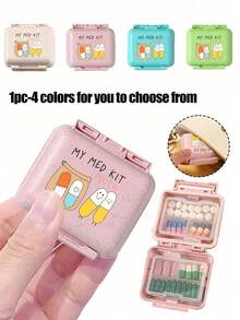Mini 6-Compartment Portable Pill Box, Medicine Storage Box, Travel Pill Case, 6-Compartment Small Pill Box With "My Pill Bag" And Pill Pattern, Sealed Pill Storage Box, 6-Day Weekly Storage Box, First Travel Pill Storage Box, Daily Vitamin Pill Box, Pocket Pill Storage Box, Charming Storage Box, Home Essential, Travel Essential - Multicolor - View 1