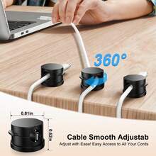7pcs 360° Rotatable Strong Magnetic Cable Clips, Suitable For Bedside Table, 1-Second Lock Phone Charger Cable, Home/Office/Car/Gaming Console Self-Adhesive Magnetic Cable Clips, Smooth Adjustable - Black - View 2