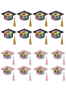 12 Clear Candy Boxes Shaped Like Graduation Caps With Tassels, Perfect For Back-To-School Gifts, Classmate Party Gift Wrapping, Graduation Party Decorations, Gift Boxes, Suitable For Event Decorations, Celebrating Graduation, And Party Favors. - Multicolor - View 4