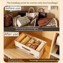 1 buah Tas Penyimpanan Tas Tangan Lipat Elegan Warna Putih dengan Jendela Transparan - Desain Multi-Kompartemen Cocok untuk Tas Tangan, Sepatu, dan Aksesoris - Pengatur Lemari dan Rak Hemat Ruang, Kotak Penyimpanan Barang Mewah Tahan Lama - MultiWarna - View 3