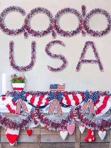 4 Packs, Total 26.4ft Red White Blue Patriotic Metallic Sequin Fringe Trim With American Flag, Suitable For July 4th Independence Day, Veterans Day, Memorial Day, Labor Day, Patriotic Themed Party, BBQ, Parade Decor, Wreath Making, Gift Wrapping, Classroom Crafts And Holiday Table Decor - Independence Day Elements - View 6