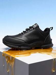 Men's Chef Work Shoes, PU Sole Professional Kitchen Restaurant, Suitable For Kitchen, Restaurant, Cafeteria And Hotel Cleaning Work Environments - 黑色 - 查看 5