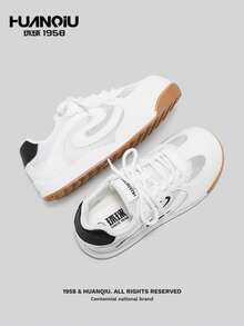HUANQIU Ballet-Inspired Thick Sole Retro Women's Casual Sports Shoes, Breathable Mesh Sneakers For Spring & Summer - Beige - View 3