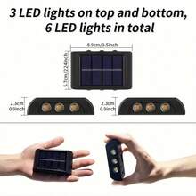 2/4/6/8pcs High-Efficiency Solar Powered Wall Lights, Auto Sensor Lighting, Outdoor IP44 LED Lights, Rectangular, Landscape Lighting For Yard & Exterior - 6LED - View 2