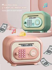 Automatic ATM Piggy Bank, Large Capacity Coin Bank With Key, Password, Fingerprint Unlock, Sound Effects, Gift For Children, Birthday Present (Random Accessories, Batteries Not Included) - Multicolor - View 2