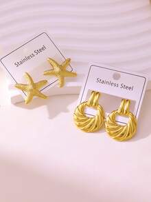Elegante y lujoso set de aretes de presión de aceite, hecho de acero inoxidable de alta calidad, adecuado para uso diario, bodas, fiestas, vacaciones y regalos para el Día de la Madre - Pendientes nuevos - Ver 8