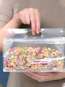 Vertical Food Storage Bags - Reusable, Transparent Material, Zipper Sealed, Suitable For Snacks, Pasta, Coffee, Tea | Freeze-Proof, Leak-Proof Seal, Space-Saving Kitchen Storage Solution, Gift Bags, Food Bags - Multicolor - View 3