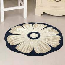1pc Premium Round Cream Shag Area Rug, Asymmetrical Shape For Living Room, Bedroom, Sofa, Coffee Table, Vanity, Soft & Comfortable, Lightweight & Easy To Clean, Home Decor Carpet - Multicolor - View 13