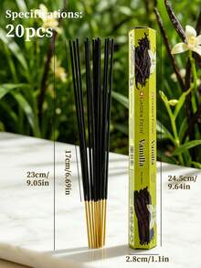 20/60支装，香薰棒，琥珀，艾草，香草，没药，桂花，芒果，柠檬，天然香料，采用天然成分制成，香味持久，是完美的礼物，适合斋月、招待客人、冥想、空气净化和其他场合。 - 香草線香 - 查看 5