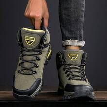 Botas de senderismo para hombres, duraderas y de moda, adecuadas para uso casual al aire libre. Zapatos de senderismo para hombres, zapatos de trekking al aire libre, zapatos de escalada, zapatos de montañismo de campo traviesa - Verde militar - Ver 6