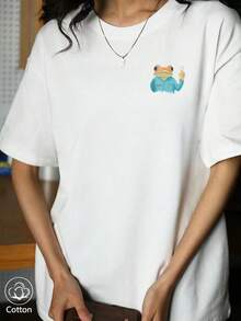 波多黎各Bunny 'DtMF'趣味青蛙獨特印花，100%棉女式寬鬆T卹，summer clothes，plus size夏季上衣，K-Pop戰士系列，純棉上衣，女裝服飾，女式夏裝，針織服飾，派對裝束，大碼女裝，大碼女式圓領寬鬆上衣，閨蜜裝，度假服飾，休閒運動裝，優雅上衣，女士運動裝,頂部女裝，促銷女裝，男女同款，青少年裝、基本款T卹，夏季女裝，柔軟舒適，夏季、冬季、春季、節日、開齋節、國王日、母親節、聚會、海灘、婚禮、畢業典禮、健身房、優雅、休閒、假期、運動、奢華、正式、 y2k、鄉村、商務、亮片、褶邊、波點、流蘇、花卉、圖形、豹紋 - 白色 - 查看 4