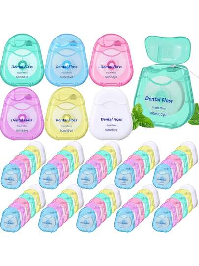 50m/Box Mint Flavored Dental Floss, Bulk Pack, Travel Size Dental Floss For Teeth & Gum Protection, Oral Care