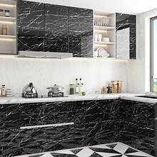 1 cuộn giấy dán tường giả đá cẩm thạch đen dày dặn, giấy dán tường giả đá cẩm thạch đen, đã bóc và dán sẵn, chống thấm nước, tự dính, giấy dán có thể tháo rời, thích hợp cho phòng ngủ, mặt bàn bếp, tủ, tường vinyl. - đen - Xem 10
