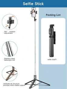 STICKMAG 130cm 無線藍牙自拍棒三腳架，附3段可調LED美顏補光燈，360°旋轉不鏽鋼防震，適用於智慧型手機 - 多色1.3米 - 查看 14
