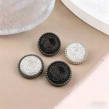 10pcs Round Rhinestone Metal Buttons, Luxury Full Diamond Decorative Sewing Buttons For Coat Jacket Sweater Clothing DIY Accessories - 10pcs - View 10