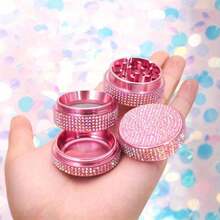 Pink Rhinestone Herb Grinder 4-Layer Bling Crystal Grinder-40mm - Pink - View 5