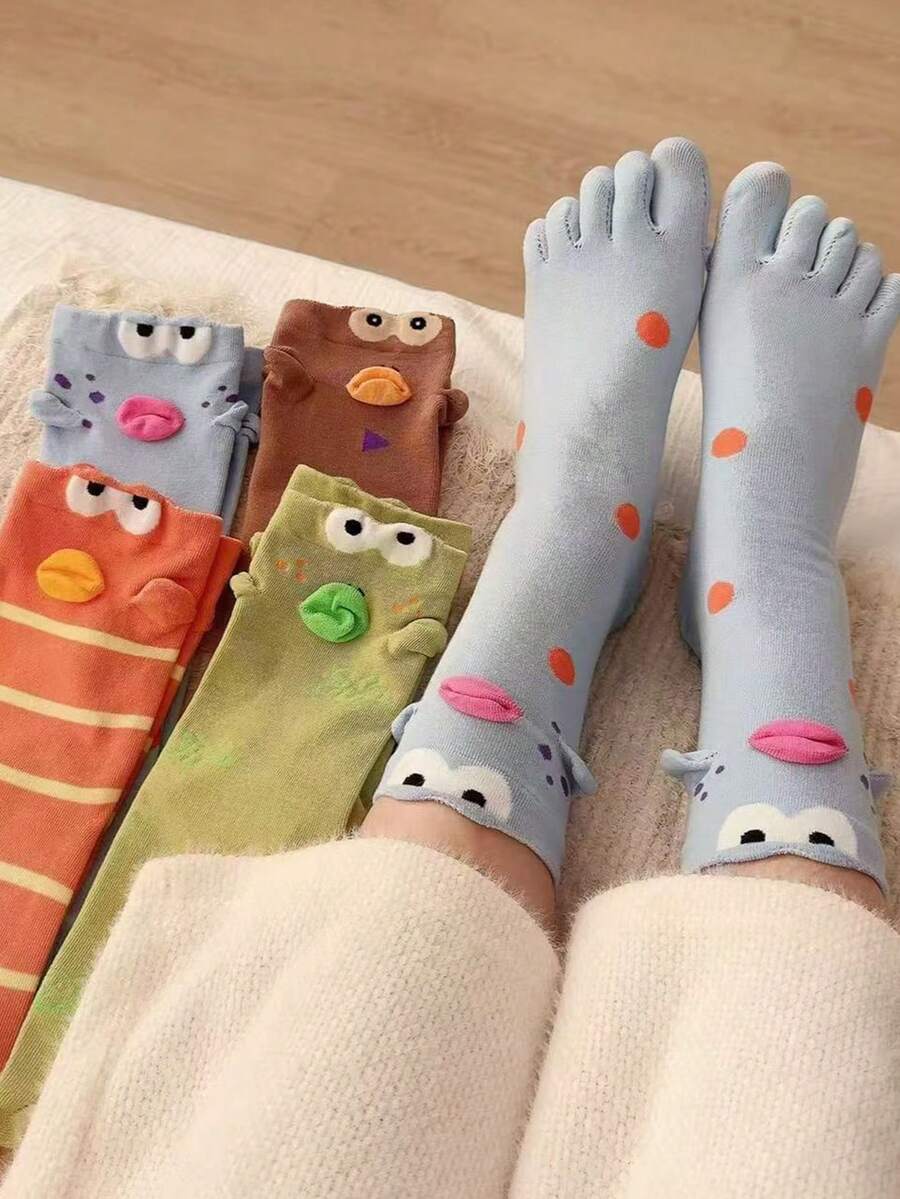 SpongeBob SquarePants 1 Pair Random Funny Expression Crew Socks, 3D Lip Casual Socks For School & Streetwear - Multicolor - View 1