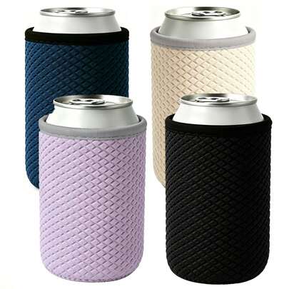 1/2 chiếc vỏ bọc bằng neoprene dập nổi cho cốc nước ngọt 12oz, vỏ bọc lon bia 330ml, có thể tái sử dụng cho các hoạt động hàng ngày, tiệc tùng, đám cưới, tụ họp, đi bộ đường dài, cắm trại, thể thao.