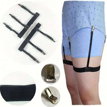 2-Pack Adjustable Elastic Shirt Stays For Men - Non-Slip Buckle Design, Durable Nylon Material, Easy To Use - Suitable For Daily Wear, Going Out, Wedding Parties, Also Ideal For Autumn And Winter Halloween Costume Accessories. Suitable For Teenagers, Youth, Men, For Casual, Outdoor, Sports, Vacation, Graduation Gifts, Birthday Gifts, Daily Wear.