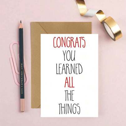 1 Thiệp Chúc Mừng Tốt Nghiệp Hài Hước Kèm Phong Bì - "Chúc Mừng Thành Tích Của Bạn", Thiệp Tốt Nghiệp Vui Nhộn, Quà Tặng Tốt Nghiệp Năm 2026, Bên trong để trống