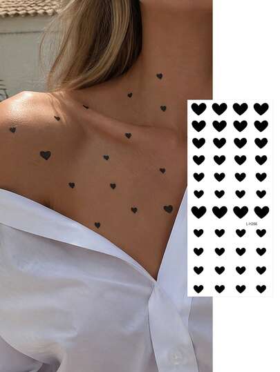 DIY Tiny Heart Tattoo, Assorted Sizes Minimalist Mini Heart, Long Lasting Temporary Tattoos, Waterproof