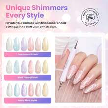 6 Colors Creamy Pearlescent Gel Polish Set, Beetles Twist Soak Off UV LED Nail Gel With Dotting Pen, Long Lasting Home Salon Manicure DIY Nail Art Kit, Women Nail Care Gift - 6 Colors Creamy Twist - 查看 4