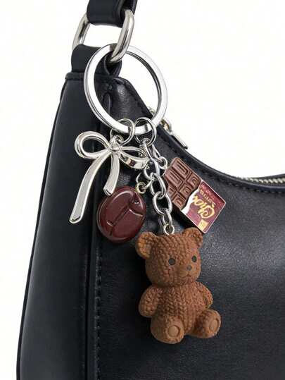 1 Móc khóa hình gấu Teddy cà phê, mặt dây chuyền hình gấu dễ thương với thiết kế hạt cà phê và sô cô la, phụ kiện túi xách thời trang cho nữ và bé gái, trang trí túi xách thẩm mỹ cho túi tote, túi đeo vai, ba lô, quà tặng hàng ngày cho Ngày Valentine, Giáng sinh, Sinh nhật, móc khóa xe hơi, mặt dây chuyền tai nghe hoặc mặt dây chuyền ốp điện thoại, món quà hoàn hảo cho bạn thân, chị em gái.