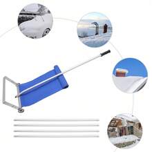 Snow Roof Rake, 148-610cm Extendable Aluminium Rake Snow Removal Tool For Clearing Roof, Tent, Car, Solar Panel Snow & Leaves - Blue - 查看 5