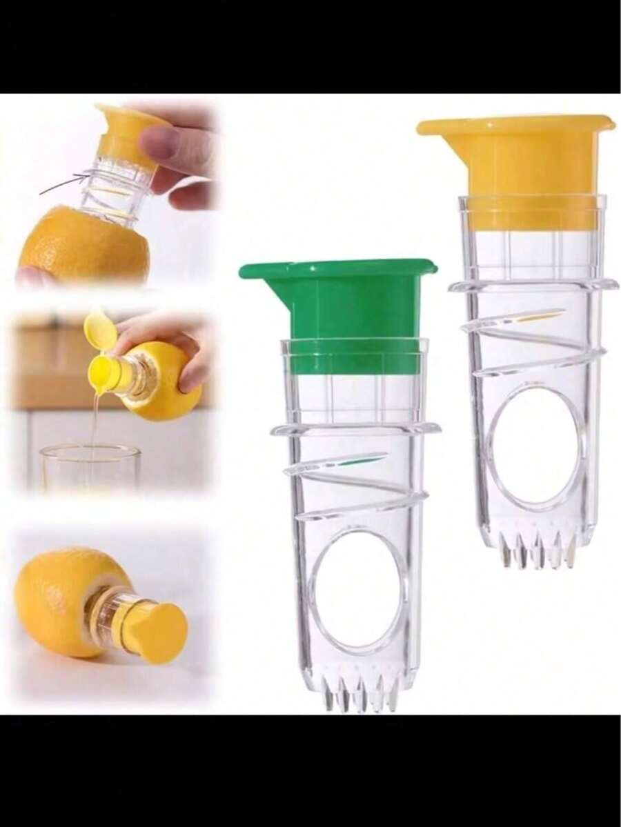 柠檬榨汁器，塑料青柠汁提取器 - 带盖小型手动榨汁器，适用于提取青柠汁用于鸡尾酒和饮料