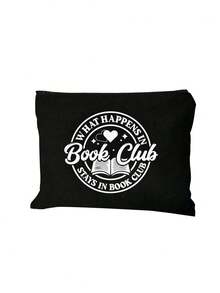 Bolsa e nécessaire combinando, estampa de livros, com a inscrição "Clube do Livro", sacola de compras simples, nécessaire portátil, mochila, bolsa para o dia a dia, bolsa para guardar coisas, grande capacidade, portátil, ideal para adolescentes, mulheres, universitárias e profissionais, perfeita para volta às aulas, trabalho, ensino fundamental, ensino médio, universidade, feriados, presente para o Dia dos Professores, essencial para retornar aos dormitórios universitários. - Multicolorido - Ver 15