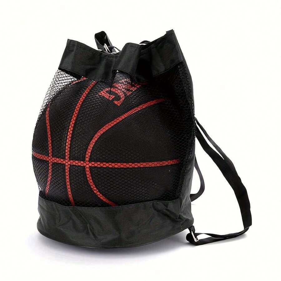 1 pieza Bolsa de malla duradera y portátil, accesorio de mochila de malla, equipo deportivo, bolsa de baloncesto con cordón - Multicolor - Ver 1