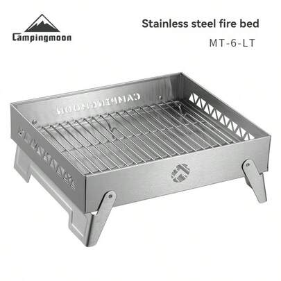 Bếp nướng ngoài trời CAMPINGMOON bằng thép không gỉ, giường đốt lửa cắm trại, bàn đốt lửa di động gấp gọn MT-6-LT