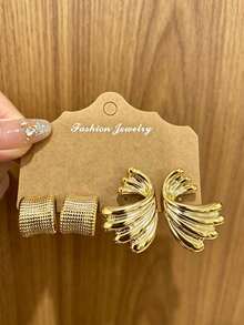 12pcs Gold-Tone Earring Set, Suitable For Daily Wear - Gold - View 5