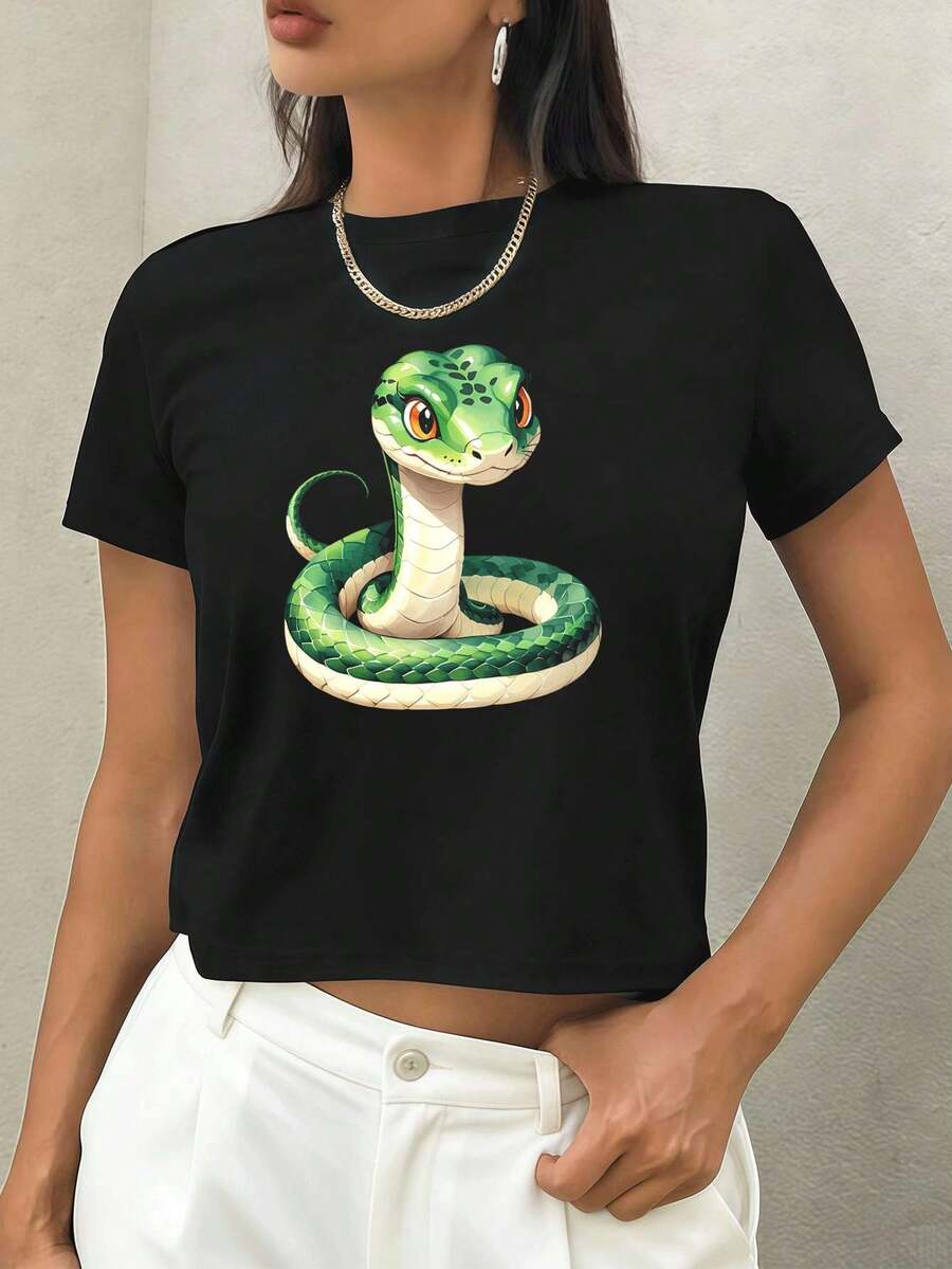 Dam-T-shirts - Svart - Visa 1