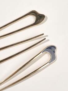 3件套简约发夹波西米亚金色头饰发髻发夹发髻造型发饰发夹，学生用品，发饰 - 彩色 - 查看 3