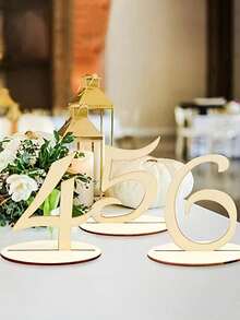 10个可重复使用的木质六边形镂空桌号牌，适用于婚礼、生日派对、酒吧、咖啡馆等场合，1套 - 多色 - 查看 3