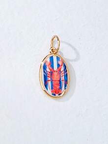 Collar ajustable de cuerda colorida con colgantes de esmalte intercambiables, colgantes de dibujos animados desmontables chapados en oro (patrones de gato, langosta, fruta, flor), set de joyas personalizables de verano para regalo - Multicolor - Ver 20