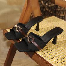 Embroidered Pattern Women's High Heel Sandals, Suitable For Daily Wear, Party - Black - View 2