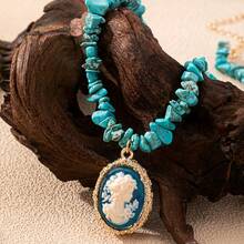 A Stylish And Minimalist Stone Necklace Women Featuring A Floating Beauty Design - 黑色 - 查看 6