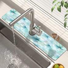 1pc Watercolor Floral Pattern Faucet Cover, Durable Polyester, Quick Drying, Easy To Clean, Suitable For Kitchen And Bathroom, Easy Installation, Daily Decor, Gift, Bathroom Mat, Durable Faucet Cover, Faucet Accessory - Multicolor - View 7