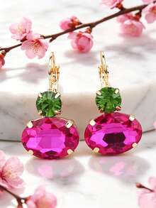 1 Đôi bông tai mặt dây chuyền hình tròn và bầu dục làm thủ công bằng hợp kim đồng, hàn chắc chắn, kiểu dáng thả cho nữ - phong cách 1 - Xem 6