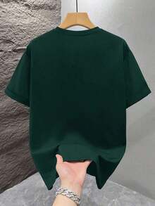 Camiseta de manga corta con cuello redondo y estampado de palmeras de moda para hombre GRDR, informal - Verde - Ver 3