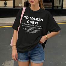 Camiseta Negra con Estampado No Mames Guey Traducción para Gringos para Mujer Casual Urbano - Negro - Ver 3