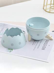 Cute Dinosaur Egg Makeup Brush Holder Cup, Cartoon Cosmetic Brush Storage Organizer Cup, Desktop Pen Holder Makeup Tool Container Suitable For Vanity, Bedroom, Bathroom - Multicolor - View 4