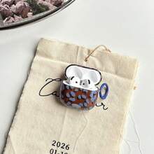 Simple Retro Blue Brown Leopard Print Pattern Transparent Glossy Surface Earphones Cover Case Compatible With AirPods 1 2 3 4 Pro Pro2 Pro3 - Brown - View 6