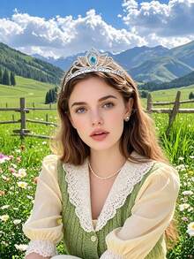 Birthday Party Headband Headpiece, Fairy Tale Princess Crown Headband, Holiday Event Performance Costume Headpiece - Silver - View 2