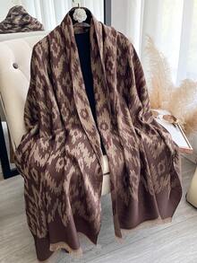 1pc Casual Geometric Pattern Jacquard Gold Thread Scarf, Women Fashion Versatile Air-Conditioned Room Shawl, Spring/Autumn Outerwear Decor, Suitable For Daily Matching And Going Out - Multicolor - View 10